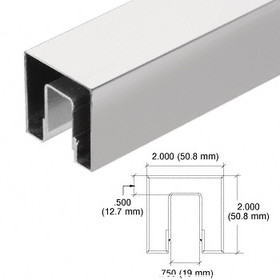 CRL GRSC25BS Brushed Stainless 2-1/2" Square Crisp Corner Cap Rail for 1/2" (12 mm) to 5/8" (16 mm) Glass