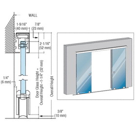 CRL Stainless GSDH2 Series Bi-Parting Bottom Rolling Door Installation Assembly - 118"