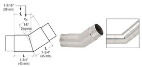 CRL HR15ABS Brushed Stainless 147 Degree Flush Angle for 1-1/2" Tubing