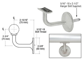 CRL HR20B4BS Brushed Stainless Concealed Surface Mounted Hand Railing Bracket for 2" Tubing