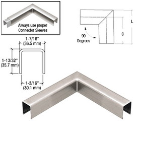 CRL L10 Series U-Channel 90 Degree Horizontal Corner for 21.52 mm Glass Cap Railing