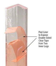 CRL L1212 Clear 1/2" x 1/2" L-Angle with Pre-Applied Tape - 95" Length