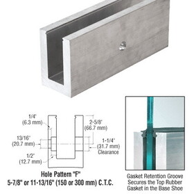 CRL L21S10F Mill Aluminum L21S Series Standard Square Base Shoe Drilled with 13/16" Fascia Holes Pattern "F" 118-1/8" Length