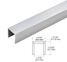 CRL LC10BS Brushed Stainless Crisp Corner U-Channel Cap for 21.52 mm Glass- 3 m Long