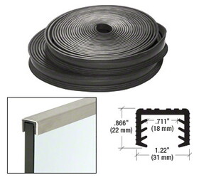 CRL Black Flexible Rubber LR20 Series Cap Rail Insert for mm Laminated Glass - 100' (30.5 m)