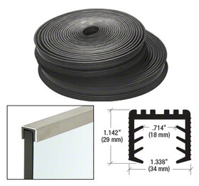 CRL Black Flexible Rubber LR25 Series Cap Rail Insert for mm Laminated Glass - 100' (30.5 m)