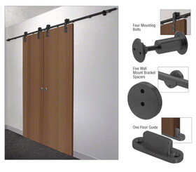 CRL LSWMADTMBL Matte Black Laguna Sliding Door Hardware Adaptor Kit for Wood Doors