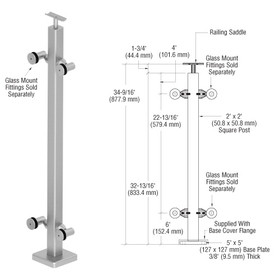 CRL Stainless 36" P1 Series 180 Degree Center Post Railing Kit