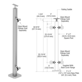 CRL Stainless 36" P1 Series End Post Railing Kit
