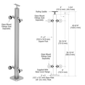 CRL Stainless 42" P1 Series 180 Degree Center Post Railing Kit