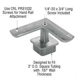 CRL Stainless 2" Square Post P-Series 90 Degree Fixed Standoff Saddle