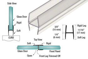 CRL P375HWS Soft Fin 'H' Wipe for 3/8" Glass