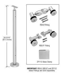CRL P7F36EBS Brushed Stainless 36" P7 Series End Post Railing Kit No Fittings
