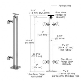 CRL Stainless P8 Series 36" End Post Fixed Fitting Railing Kit