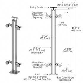 CRL Stainless 42" P8 Series 180&#176 Center Post Fixed Fitting Railing Kit