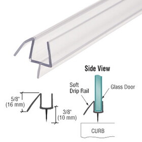 CRL P938WS36 Clear Co-Extruded 36" Bottom Wipe with Soft Drip Rail for 3/8" Glass- 10/Box