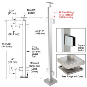 CRL P942CPS Polished Stainless 42" P9 Series 180 Degree Center Post Railing Kit