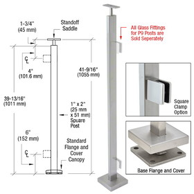 CRL P942EBS Brushed Stainless 42" P9 Series End Post Railing Kit