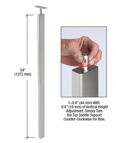 CRL P9BPFBS Brushed Stainless 54" P9 Series 180 Degree Blank Post