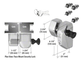 CRL PBF1PS Polished Stainless Steel PullBolt&#153; Security Face Mount Lock
