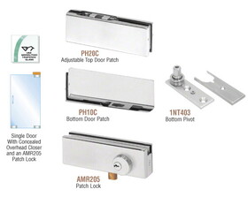 CRL PHA2LA Satin Anodized North American Patch Door Kit for Use with Overhead Door Closer - With Lock