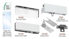CRL PHA3A Satin Anodized North American Patch Door Kit for Use with Fixed Transom - Without Lock