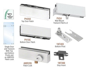 CRL PHA3LA Satin Anodized North American Patch Door Kit for Use with Fixed Transom - With Lock