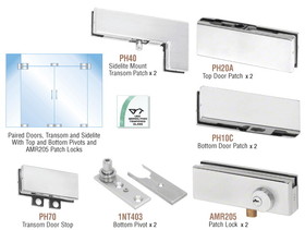 CRL PHA8LA Satin Anodized North American Patch Door Kit for Double Doors for Use with Fixed Transom and Two Sidelites - With Lock