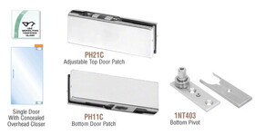CRL PHE2A Satin Anodized European Patch Door Kit for Use with Overhead Door Closer - Without Lock