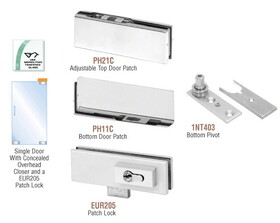 CRL PHE2LA Satin Anodized European Patch Door Kit for Use with Overhead Door Closer - With Lock