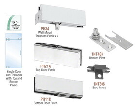 CRL PHE3A Satin Anodized European Patch Door Kit for Use with Fixed Transom - Without Lock