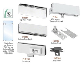 CRL PHE3LA Satin Anodized European Patch Door Kit for Use with Fixed Transom - With Lock