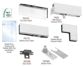 CRL PHE4A Satin Anodized European Patch Door Kit for Use with Fixed Transom and One Sidelite - Without Lock