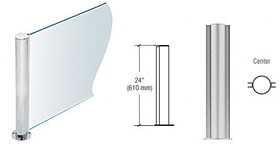 CRL PP082438CBS PP08 Elegant Series Post for 3/8" (10 mm) Glass, Brushed Stainless 24" High, 1-1/2" Diameter, Center Post