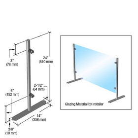CRL PP24E Round Portable Partition End Post, 24" (610 mm)
