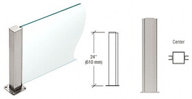 CRL PP432438CBS PP43 Plaza Series Post for 3/8" (10 mm) Glass, Brushed Stainless 24" High, 1-1/2" Square, Center Posts