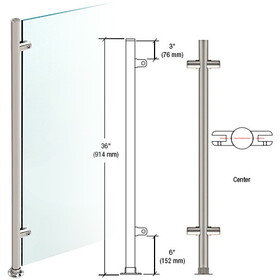 CRL PP59CBS Brushed Stainless 36" High 1" Round Slimline Series Straight Front Counter/Partition Center Post