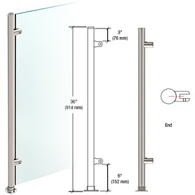 CRL PP59EBS Brushed Stainless 36" High 1" Round Slimline Series Straight Front Counter/Partition End Post
