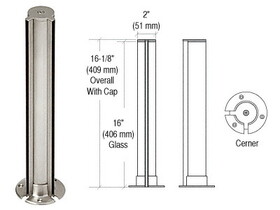 CRL PPJ20LBS Brushed Stainless 2" Round Tight-Fit Series Partition Post - Corner
