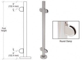 CRL Stainless 36" Steel Round Glass Clamp 180 Degree Center Post Railing Kit