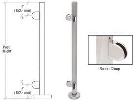 CRL Stainless 42" Steel Round Glass Clamp 90 Degree Corner Post Railing Kit