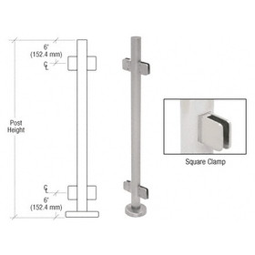 CRL Stainless 42" Steel Square Glass Clamp 180 Degree Center Post Railing Kit