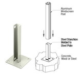 CRL AWS Steel Stanchion for 180 Degree Round or Rectangular Center or End Posts