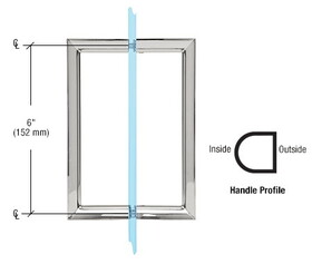 CRL 6" Polished RM Series Flat Outside Surface/Round Tubing Inside Back-to-Back Pull Handle
