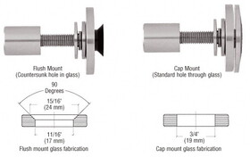 CRL Stainless Steel Rigid Combination Fastener for 3/8" to 1/2" Tempered Glass
