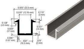CRL 98" U-Channel for 1/2" Glass Recess