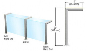 CRL SG900BS Brushed Stainless Elegant Series Glass on Front and Top Shelf Sneeze Guard - Left Hand End Post Only