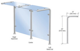 CRL SGS30CBS Brushed Stainless Style 30 Slimline Series Fixed Glass On Top and Front Only Sneeze Guard - Center Post Only