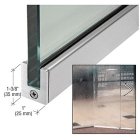 CRL SP35BS12S Brushed Stainless 1-3/8" Tall Slender Profile Door Rail Without Lock - 35-3/4"