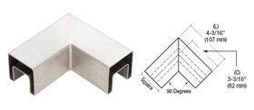 CRL Stainless Steel 90 Degree Horizontal Roll Formed Cap Rail Corner